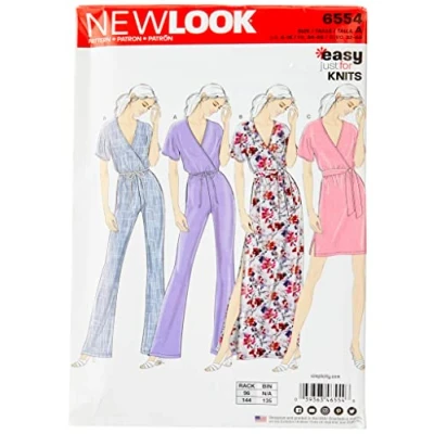 Obrázek New Look Pattern UN6554A Damen Strickoverall und Kleider, Papier, weiß, Multi Colour