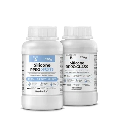 Obrázek Flüssiges silikon Kautschuk 1:1 R PRO GLASS, Abformsilikon weich, dubliersilikon ungiftiges und sicheres, zur Silikonform Herstellung, Ideal für DIY Harzformen, Silikonformen (500 gr)