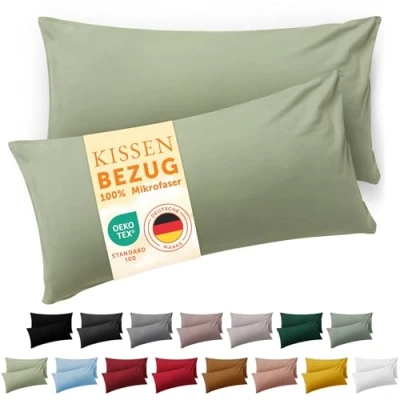 Obrázek Blumtal Povlak na polštář 40 x 80, 2 kusy Oeko TEX zert. 100% mikrovlákno extra měkký &amp; odolný při praní v pračce Potah polštáře 40x80 světle zelený