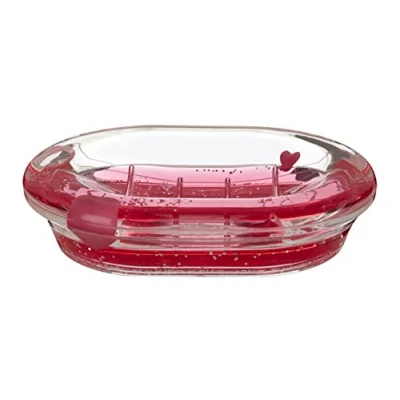 Obrázek Premier Housewares 1601656 Seifenschale aus Acryl mit schwebenden Herzen, transparent/rot, 10 x 14 3 cm