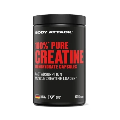 Obrázek Body Attack 100% Pure Creatine capsules, 600 tobolek, 1 balení (1 x 552g)