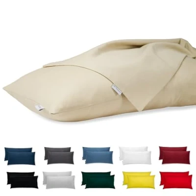 Obrázek povlak na polštář 50 x 80 bavlna Premium Satin sada 2 ks dekorace lůžko/pohovku látka super měkký odolný, hypoalergenní, proti roztočům, se zakrytým