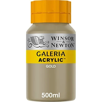 Obrázek Winsor &amp; Newton 2150283 Galeria akrylová barva, vysoká pigmentace, stálá na světle, konzistence, 500 ml květináč zlatý