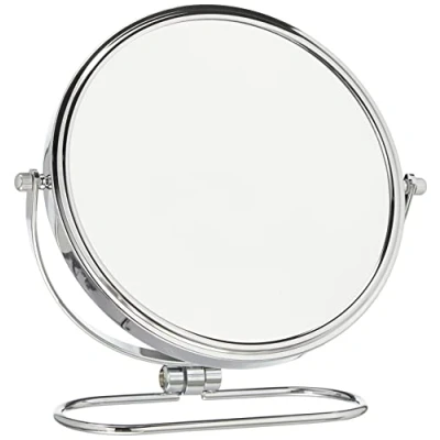 Obrázek HIMRY Faltbare Doppelseitig Kosmetik Spiegel 8 inch, 5x Vergrößerung, 360 drehbar. Kosmetikspiegel Tischspiegel, 2 Spiegel: normal und 5 Fach verchromten, KXD3125