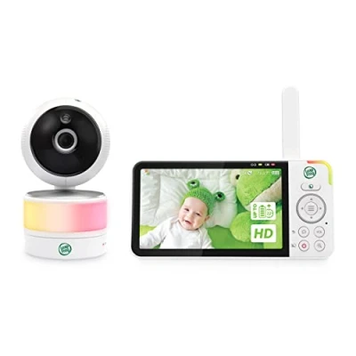 Obrázek LeapFrog Babyphone s kamerou a audiem, 5palcový video dětský monitor, 720P HD IPS displej, baby fone, režim VOX, noční vidění, světlo, čidlo teploty/vlhkosti, širokoúhlý objektiv, LF915HD