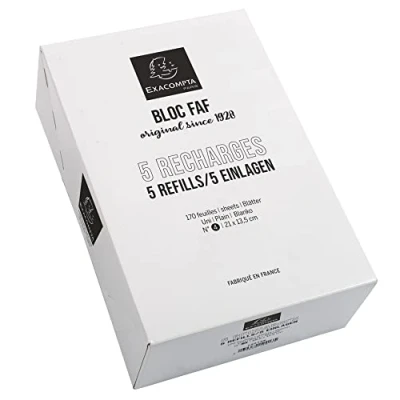 Obrázek Exacompta 12214E balení 5 vložek pro psací podložku FAF, prázdné, 21 x 13,5 cm, mikroperforované, ideální poznámky 1