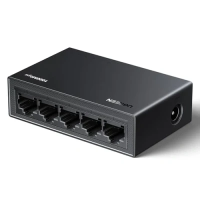 Obrázek UGREEN LAN Switch 5portový síťový přepínač, gigabitový automatická rychlost 10/100/1000 Mbps, duplexní přizpůsobení, Plug and Play, Ethernet pro TV/laptop/Switch/router/Monitor