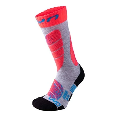 Obrázek UYN Chlapecké lyžařské ponožky Junior (Light Grey/Coral Fluo), 27/30