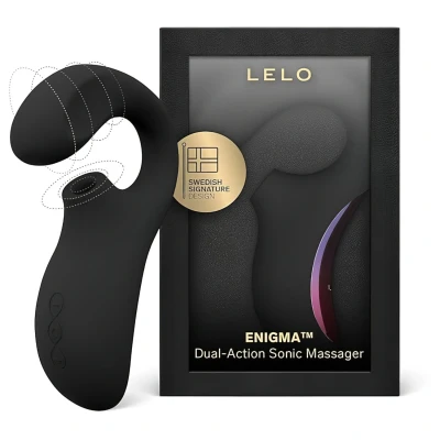 Obrázek LELO Vibrátor Enigma pro ženy se zvukovými vlnami dvojitou stimulaci, vytváří zvláštní vibrace ženy, vodotěsná sexuální hračka s 8 nastaveními vibrací, černý