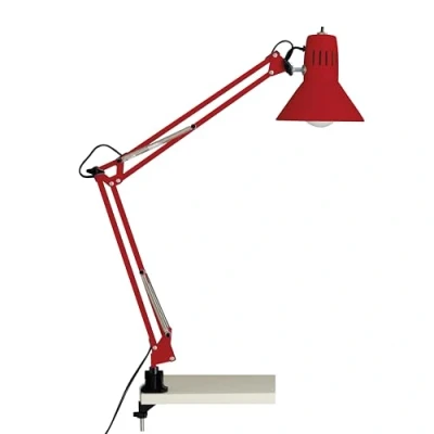 Obrázek BRILLIANT lampa Hobby S klipem na psací stůl červená 1x A60, E27, vhodné pro běžné lampy (není součástí dodávky) tlačítkovým spínačem hlavě svítidla