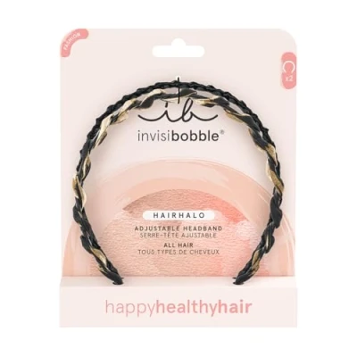 Obrázek invisibobble HAIRHALO Chique und Classy Duo Pack Haarband Set Elegantes Haarreifen in Tierprint &amp; Schwarz Haarreif Sicherer Halt mit HairLoveTech Mode Pflege für gesundes Haar 2 Stück