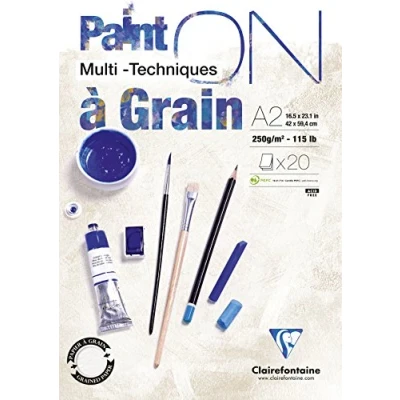 Obrázek Clairefontaine 975052C PaintOn Mappe (mit 10 Bögen, 2 Körnungen, 250 g, hochqualitativ, 50 x 65 cm, ideal für Multitechniken, 100% Zellulose) weiß
