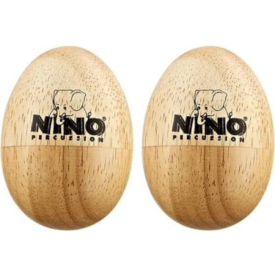 Obrázek Nino Percussion Wood Egg Shaker 2 malá chrastící vejce pro děti od 3 let hudební nástroj siam dub, přírodní (NINO562 2)