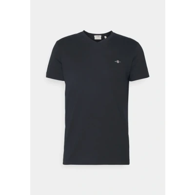Obrázek GANT SLIM Shield Vneck Jednoduché tričko, Muži, Velikost: XS, Black