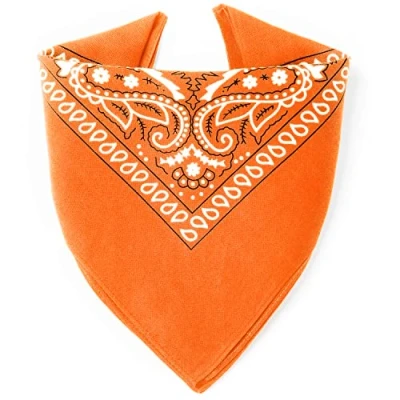 Obrázek Karl Loven Bandana 100% bavlna prémiová kvalita pro dámy a pány šátek na krk hlavu originální Paisley vzor Headwear Vlasy Šál Nástavec Zápěstí Hlava Biker, Oranžová, Jednotná velikost