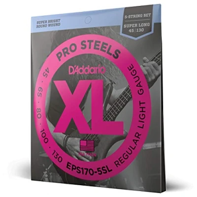 Obrázek D&#039;Addario E Bass kytarové struny basové kytary Strings Guitar EPS170 5SL (5strunný) sada strun Super Long 0,11 cm 0,33 (045 130 palců)