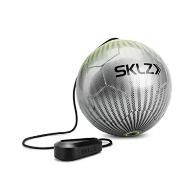 Obrázek SKLZ Fotbalový odrazový trenažér, fotbalové tréninkové příslušenství, s ergonomickou rukojetí a gumovým páskem, stříbro