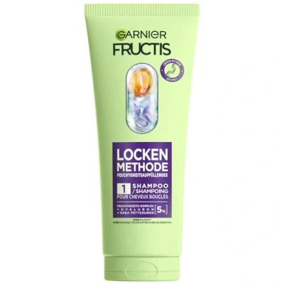 Obrázek Garnier Šampon pro doplnění vlhkosti všechny druhy kadeří, s 5% kyselinou hyaluronovou a bambuckými mastnými kyselinami, veganské, bez silikonů, metoda fructis, 1 x 200 ml