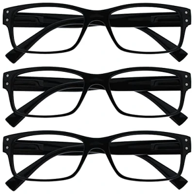 Obrázek Brýle na čtení podniky balení 3 ks pánské černé velké designové styl čtenáři pružinové panty RR11 1 +2,50