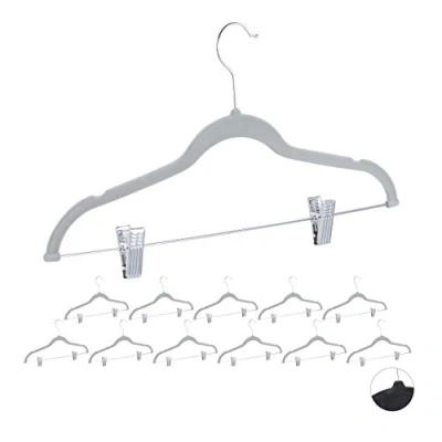Obrázek Relaxdays sametový Za ucho klipsy sada 12 ks, 360 otočná háčky, kalhoty ucho, protiskluzová košile 43 cm, různé. barvy