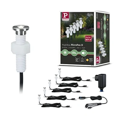 Obrázek Paulmann 93695 Plug &amp; Shine LED Venkovní světlo EBL Set MicroPen II IP67 3000K vč. Driver vestavné svítidlo Vestavný zářič svítidlo, 4. 596 x 1. 5 cm, teplá bílá
