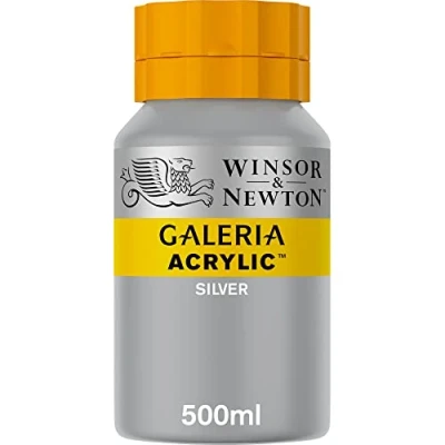 Obrázek Winsor &amp; Newton Akrylová barva Galeria 2150617, vysoká pigmentace, stálobarevná, máslová konzistence, 500 ml hrnec stříbrná