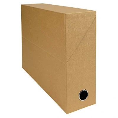 Obrázek Exacompta 89528E Premium Transferbox aus Leinwandpapier 9cm Rückenbreite mit Griffloch DIN A4 havanna ideale Transportbox und perfekt geeignet für die sichere Aufbewahrung Ihrer Ordner