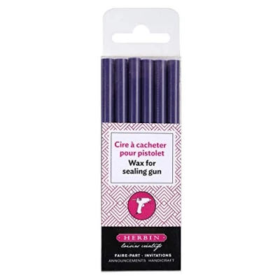 Obrázek J.Herbin 35878T balení 6 voskových tyčinek pro pistoli, ideální kutilské projekty a scrapbooking, měkké, 1 balení, lilek