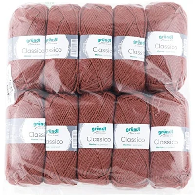 Obrázek Gründl Classico vlna (Öko Tex ® certifikovaná pletací příze z 50 % střižní vlny (Merino) a polyakryl, g/120 m, tloušťka jehlic: 3,5 4,5, 10 klubko á g), středně hnědá