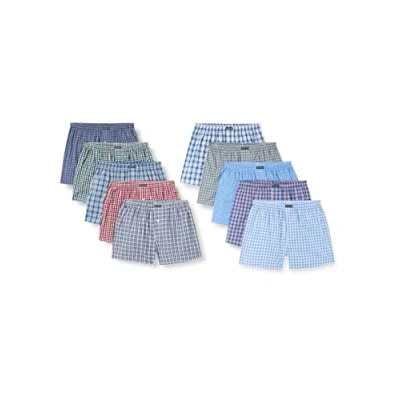 Obrázek Lower East American boxerky pánské 10 ks I 6 balení ze 100% bavlny spodní prádlo spodky pro muže, bavlněné boxerky, Business/ malé kárované, S