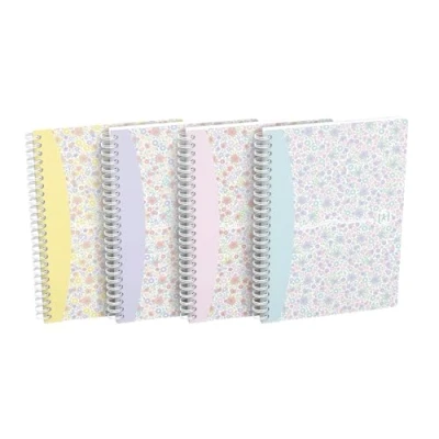 Obrázek Oxford Spiral zápisník A5 Floral kostkovaný, 120 stran, měkké desky, 4 designy, 5 kusů