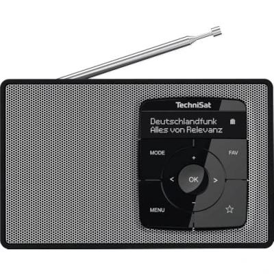 Obrázek TechniSat DIGITRADIO 2 přenosné DAB+/FM rádio s akumulátorem (s Bluetooth Audiostreaming, funkcí budíku, OLED displej, konektor na sluchátka, reproduktor 1 W RMS) černá/stříbrná