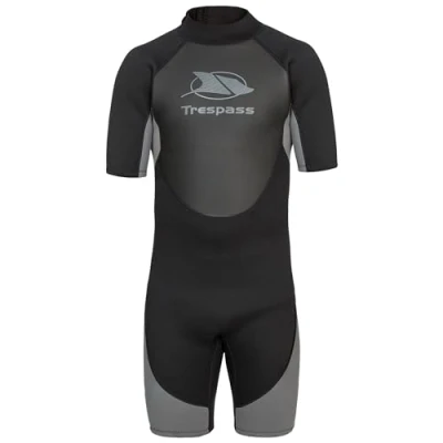 Obrázek Trespass Scuba, černý, M, krátký 3mm neoprenový oblek se 7mm zipem pro muže, střední, černý