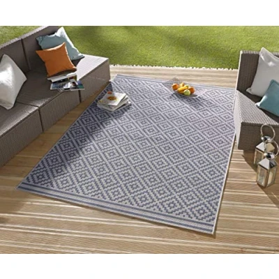 Obrázek NORTHRUGS Vnitřní a venkovní koberec kosočtverec 80 x 150 cm odolný proti povětrnostním vlivům Moderní geometrický vzor celoplošný design běhoun na balkon, terasu, zahradu, zimní