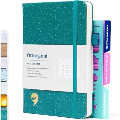 Obrázek Ottergami Bullet Journal poznámkový blok puntíkovaný kvalitní, silný papír s gramáží 150 g/m² The Classic zápisník A5 dotted Bulletjournal předtištěnými tečkami a dalšími šablonami