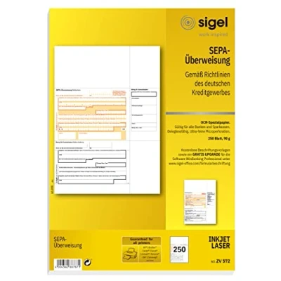 Obrázek SIGEL ZV572 SEPA převody, A4, 250 listů, vč. bezplatného stahování asistenta popisů