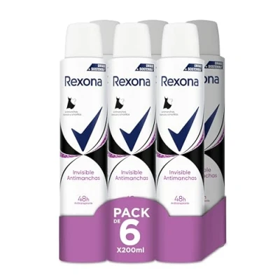 Obrázek Rexona Invisible Deosol Anti Transpirant für Damen, Black&amp;White, 200 ml, 6 Stück
