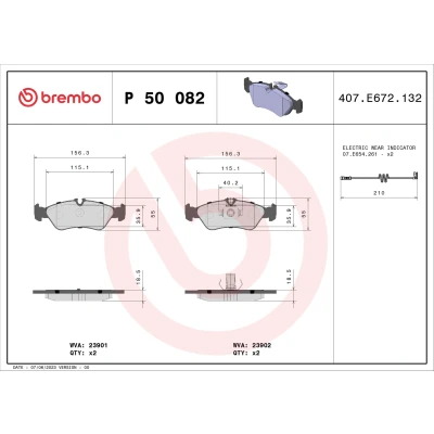 Obrázek Brembo P50082 zadní brzdové destičky, počet 4