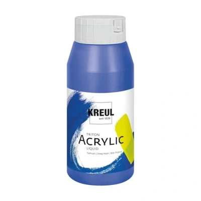 Obrázek KREUL 17019 Solo Goya Triton akrylová barva ultramarínová modrá, 750 ml láhev, rychle a matně schnoucí, na vodní bázi, ve studiové kvalitě, mnohostranně použitelná, dobře krycí vydatná