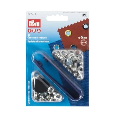 Obrázek Prym 542410 očka a kotouče 5,0 mm, mosaz stříbrná