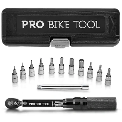 Obrázek Drehmomentschlüssel Fahrrad &amp; Motorrad 1/4 Zoll Antrieb mit Umschaltknarre und Verlängerung, Messbereich 2 bis 20 Nm Präzisionswerkzeug inklusive Innensechskant Hex Torx Bits Für Rennrad, MTB