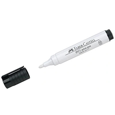 Obrázek FABER CASTELL 167601 popisovač Pitt artist pen, 2,5 mm, kulatý hrot, bílý