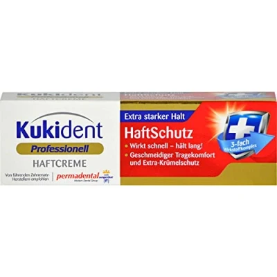 Obrázek Kukident Profesionální adhezní krém ochrana adheze na zubní protézy, extra silné držení Rychlý, dlouhotrvající účinek 1 x 40 g