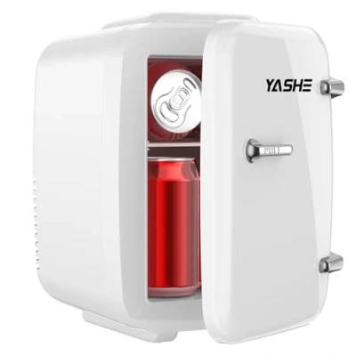 Obrázek YASHE mini chladnička, 4litrová chladnička na kosmetiku, nápoje, 220 V AC/ 12 DC, termoelektrické chlazení a topení, malá pro ložnici, kancelář, obytný domov, auto (bílá)