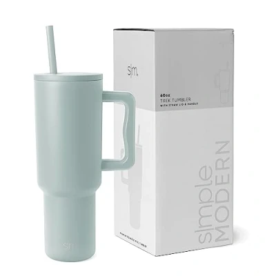 Obrázek Simple Modern hrnek s rukojetí a brčkem Izolovaná láhev na vodu z ušlechtilé oceli ledová káva cestovní Dárky pro ženy muže Kolekce Trek 1180 ml Sea Glass Sage