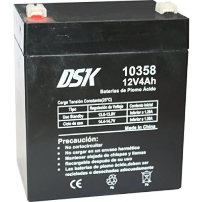 Obrázek DSK 10358 Versiegelte wiederaufladbare AGM Bleibatterie 12V mit 4Ah. Ideal für Auto und Elektromotorräder Kinder, Motorroller, USV Systeme, Sicherheits Kommunikationssysteme…