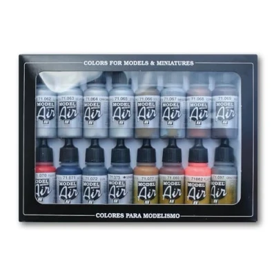 Obrázek Vallejo Model Air Set: 16 Metallic Colors 17ml Bottles Acrylic for Airbrush