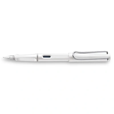 Obrázek Lamy safari white plnicí pero s ergonomickou rukojetí a leštěným ocelovým perem pro leváky (LH) v šířce tahu M robustní ASA plast vč. inkoustové kazety T 10 modré