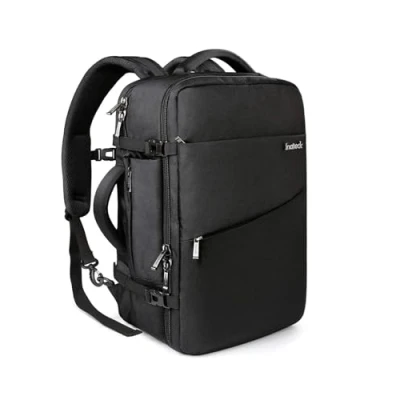 Obrázek Inateck 40l příruční zavazadlo, batoh, cestovní taška do letadla, batoh na laptop pro notebooky 15,6 17&quot;, víkendový kabinový s ochranou proti dešti, černý