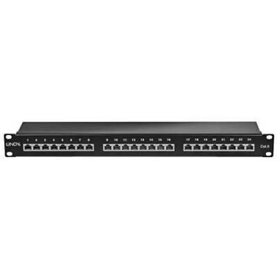 Obrázek Lindy Cat.6 Patchpanel 24p STP 1HE černý
